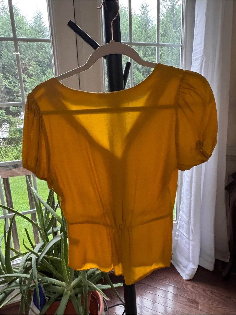 J. Crew Yellow Button-Front Peplum Blouse
